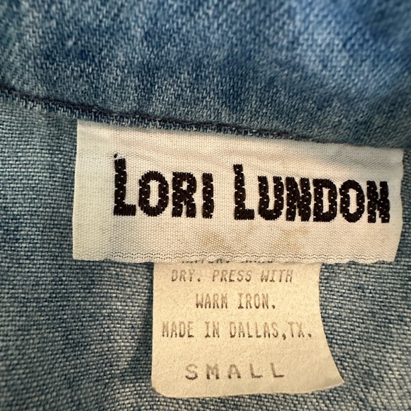 Vintage 90’s Lori Lundon Denim Button Down Black Lace Small - Picture 7 of 7